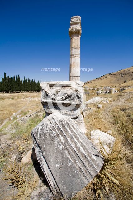 The remains of a stoa, Pamukkale (Hierapolis), Turkey. Creator: Samuel Magal.