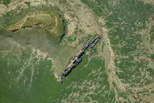 The remains of a surrendered First World War German submarine in Stoke Saltings, Medway, 2024. Creator: Damian Grady