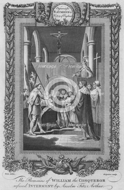 'The Remains of William the Conqueror refused Interment by Anselm Fitz Arthur', c1787. Artist: Unknown.
