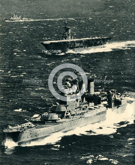 The 'Renown', the 'Ark Royal', and the 'Sheffield', c1939-1941, (1942).  Creator: Unknown.