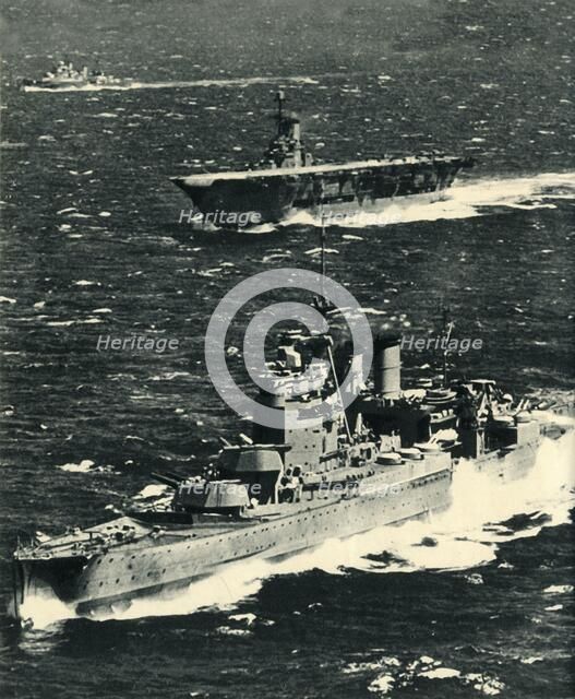 The 'Renown', the 'Ark Royal', and the 'Sheffield', c1939-1941, (1942).  Creator: Unknown.