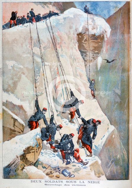 The rescue of two French soldiers after an avalanche, 1894. Artist: Unknown