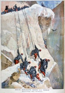 The rescue of two French soldiers after an avalanche, 1894