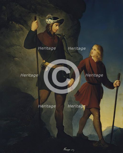 The rescue of Emperor Maximilian I from the Martinswand, 1849. Creator: Friedrich Krepp.