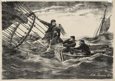 The rescue of Jules and Caroline Duruof from their balloon "Le Tricolore" off the coast of..., 1874. Creator: Anonymous