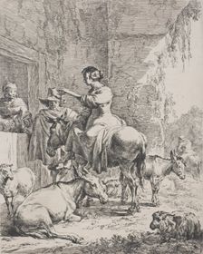 The rest before the inn, c.1652-55. Creator: Nicolaes Berchem