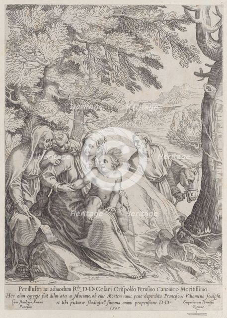 The rest on the flight into Egypt, 1597. Creator: Francesco Villamena.