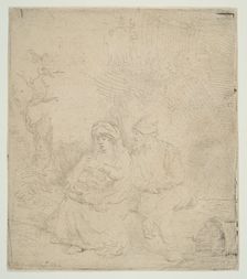 The Rest on the Flight into Egypt; lightly etched, 1645. Creator: Rembrandt Harmensz van Rijn