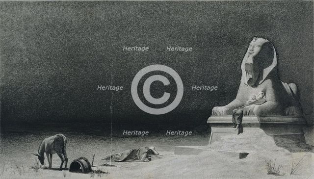The Rest on the Flight into Egypt (recto), c. 1879-80. Creator: Luc-Olivier Merson (French, 1846-1920).