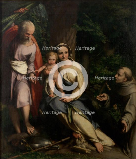 The Rest on the Flight into Egypt with Saint Francis of Assisi, c. 1520. Creator: Correggio (1489-1534).