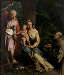 The Rest on the Flight into Egypt with Saint Francis of Assisi, c. 1520. Creator: Correggio (1489-1534)
