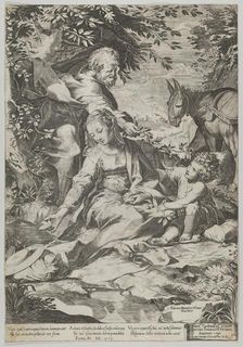 The Rest on the Return from Egypt, 1575. Creator: Cornelis Cort
