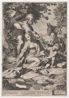 The Rest on the Return from Egypt, 1575. Creator: Cornelis Cort