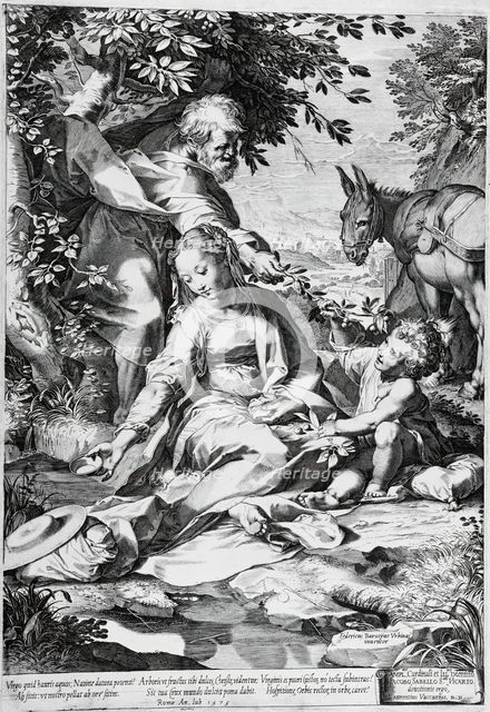 The Rest on the Return from Egypt, 1575. Creator: Cornelis Cort.