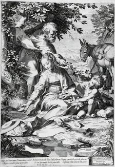 The Rest on the Return from Egypt, 1575. Creator: Cornelis Cort