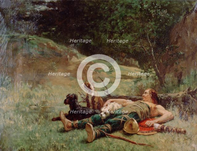 'The rest of a Hunter with Dogs', c1842-1896. Artist: Evariste Vital Luminais