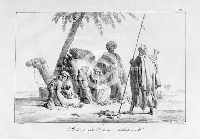 'The Rest of the Bedouin Arabs by the Nile', Egypt, 1819. Artist: G Engelmann