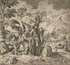 The rest of the Holy Family on their flight to Egypt, 1531-76. Creator: Giulio Bonasone