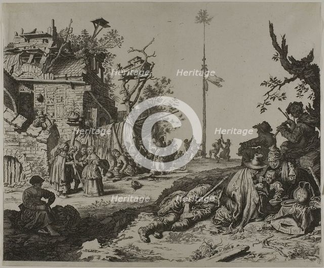 The Resting Gypsy Family in Front of a Ruined Inn, 1630/60. Creator: Gerrit Adriaensz de Heer.