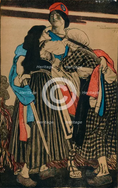'The Restoration of Alsace-Lorraine To France', 1917. Artist: Maurice Greiffenhagen.