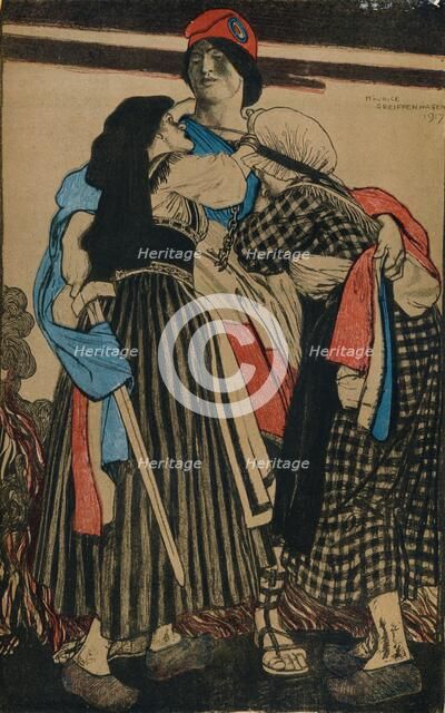 'The Restoration of Alsace-Lorraine To France', 1917. Artist: Maurice Greiffenhagen.