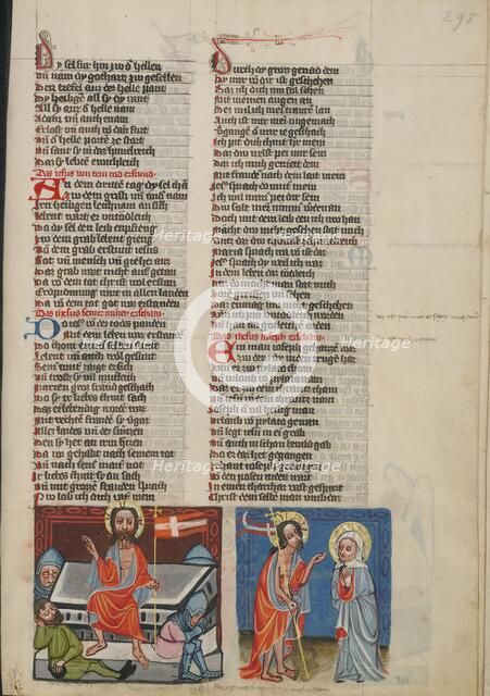 The Resurrection: The Appearance of Christ to his Mother; Weltchronik, about 1400-1410. Creator: Unknown.