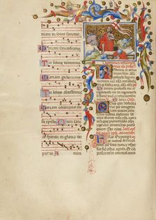 The Resurrection: Initial R: A Sleeping Soldier; Missal, between about 1389 and 1400. Creator: Master of the Brussels Initials