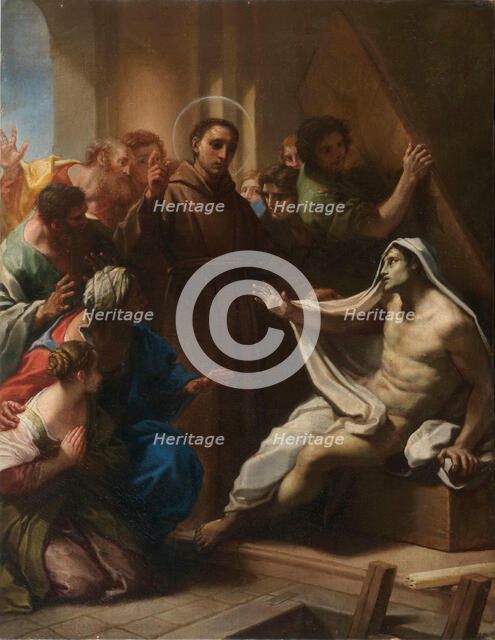The resurrection of a bricklayer by Saint Anthony of Padua. Creator: Luti, Benedetto (1666-1724).