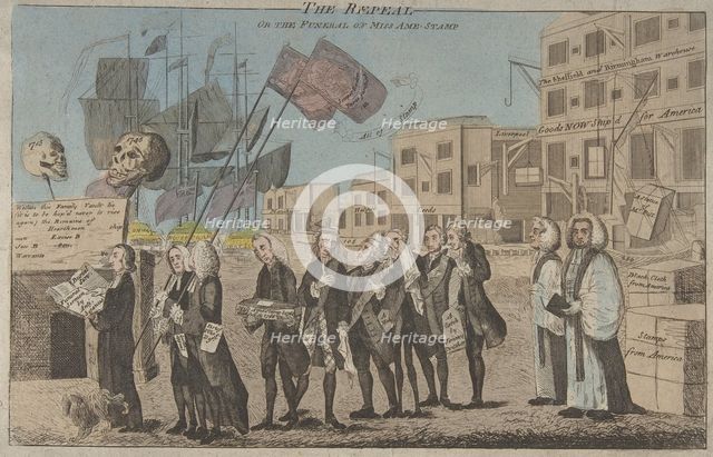 The Repeal, or the Funeral of Miss Ame-Stamp, 1766., 1766. Creator: Anon.