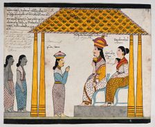The representative of the people of Jetuttara requests Prince Vessantara to leave the city, 1815. Creator: Unknown