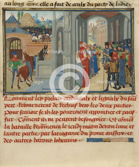 The Representatives of the Pope Attempting to Reconcile the..., written 1463-5; illuminated 1467-72. Creators: Loyset Liedet, Pol Fruit.