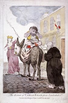 The Retreat of Carlo Khan from Leadenhall St. 1783. Artist: Anon