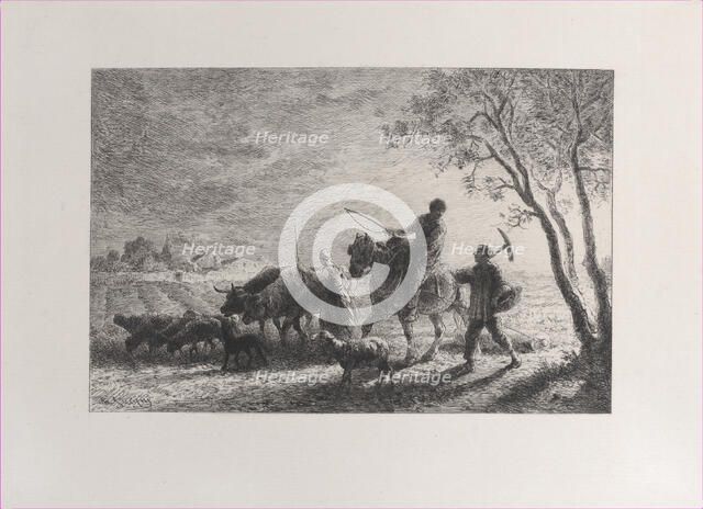 The Return from the Fields, 1865. Creator: Charles Emile Jacque.