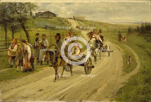 The Return journey from the market, 1883. Artist: Pryanishnikov, Illarion Mikhailovich (1840-1894)