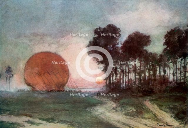 'The Return of the Balloon', Artois, France, 10 June 1915, (1926). Artist: Francois Flameng