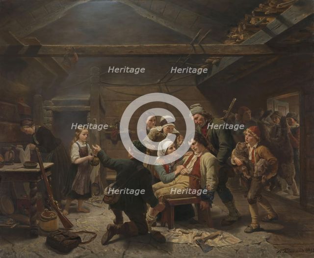 The Return of the Bear Hunter, 1862. Creator: Adolph Tidemand.