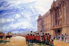 The Return of the Guards from the Crimea, July 1856. Creator: Simpson, William (1832-1898)
