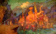 The Return of the Heroes Slain in Battle 1913. Creator: Warwick Goble