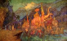 The Return of the Heroes Slain in Battle 1913. Creator: Warwick Goble