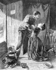 "The Return of the Lost Sailor", by T. Roberts, in the Exhibition of the Society of..., 1862. Creator: W Thomas