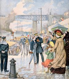 The return of the ship Borda and embarkation of the ship Fistots Brest, France, 1902