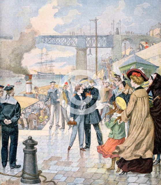 The return of the ship 'Borda', and embarkation of the ship 'Fistots', Brest, France, 1902. Artist: Unknown