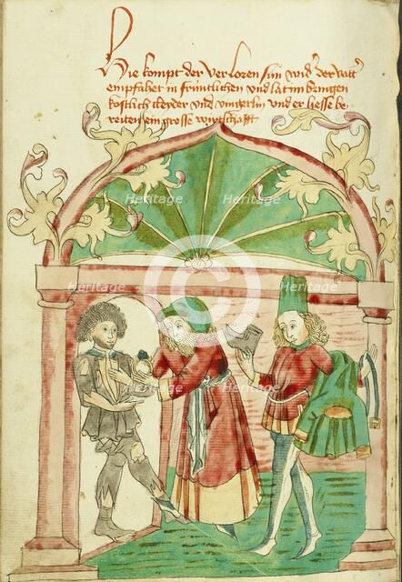 The Return of the Prodigal Son; Barlaam und Josaphat, 1469. Creators: Hans Schilling, Diebolt Lauber.