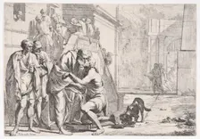 The return of the prodigal son, the father embracing his son, from a series,..., ca. 1645. Creator: Pietro Testa