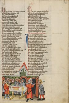 The Return of the Prodigal Son; Weltchronik, about 1400-1410. Creator: Unknown