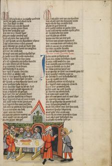 The Return of the Prodigal Son; Weltchronik, about 1400-1410. Creator: Unknown