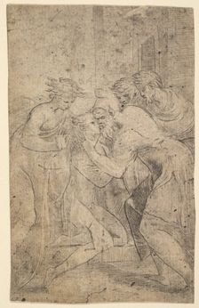 The return of the prodigal son who falls at his father's feet, ca. 1536-40. Creator: Andrea Schiavone