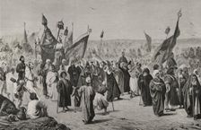 The return of a caravan of Mohammedans after their pilgrimage to Mecca, Cairo, Egypt, 1878. Creator: Unknown