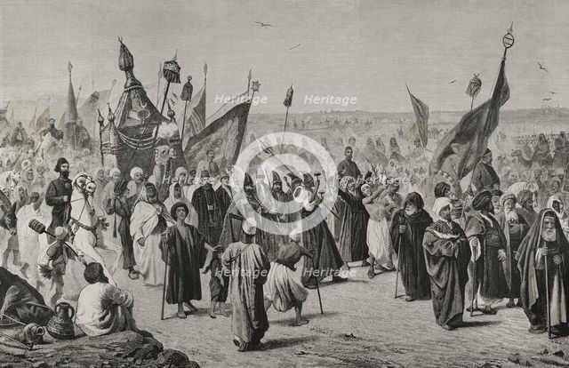 The return of a caravan of Mohammedans after their pilgrimage to Mecca, Cairo, Egypt, 1878. Creator: Unknown.