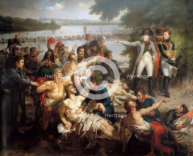 The Return of Napoleon to the Island of Lobau after the Battle of Essling, May 23, 1809. Artist: Meynier, Charles (1768-1832)